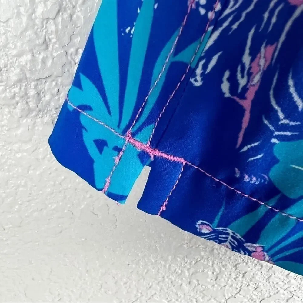 Chubbies The Hydrofoils Pink/Blue Jungle Lined Classic Swim Trunk 4